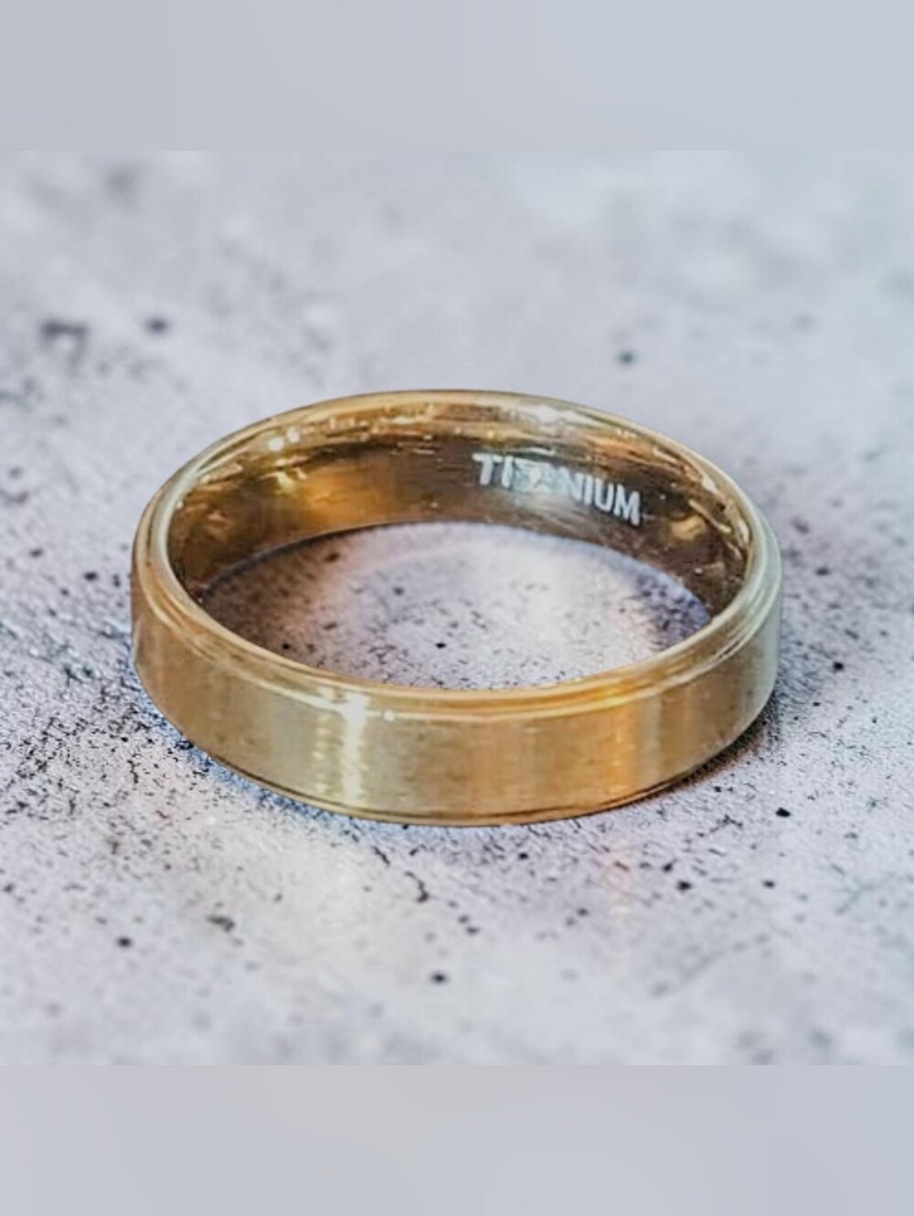 5mm Brushed Gold Titanium Beveled Band Ring Size 10 & 11.5